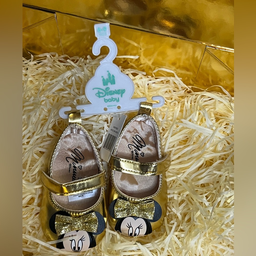 Disney Baby Gold Minnie Mouse Shoes 6-9 months NWT